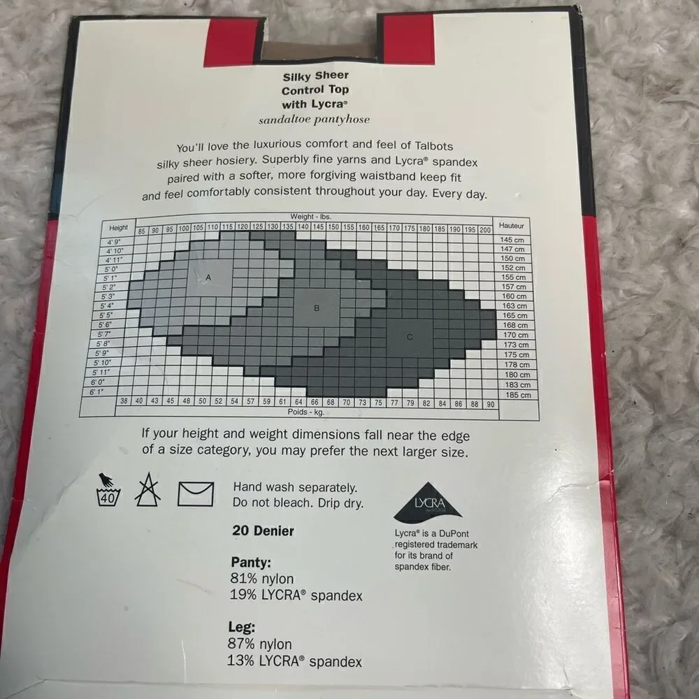 Talbots Silky Ultra Control top Pantyhose with Lycra Size B .Sand color.